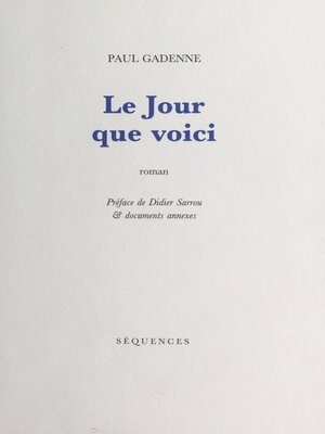 cover image of Le jour que voici